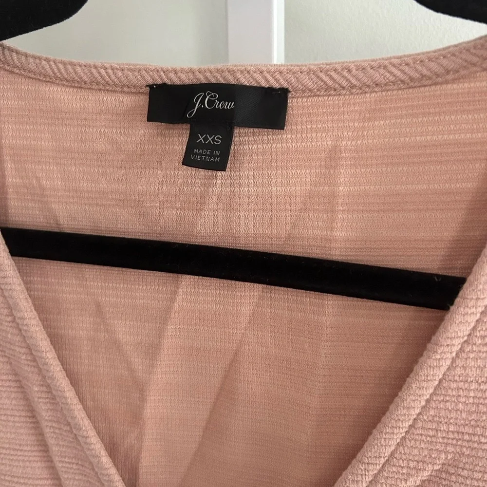 J. Crew Blush Pink Ribbed Button Down Tie Front Tank